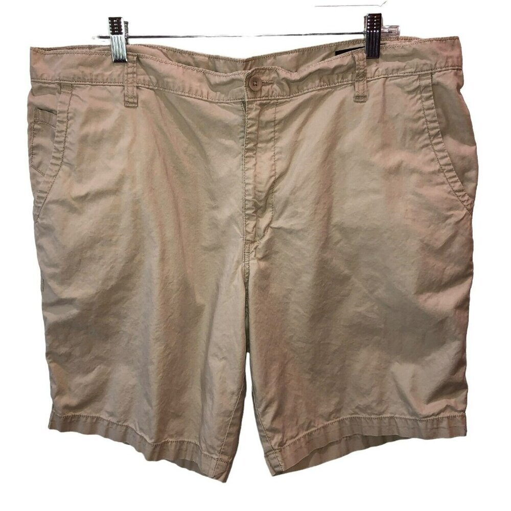 Claiborne Mens Size 38 x 9 Beige Tan Flat Front Pockets Casual Chino Shorts